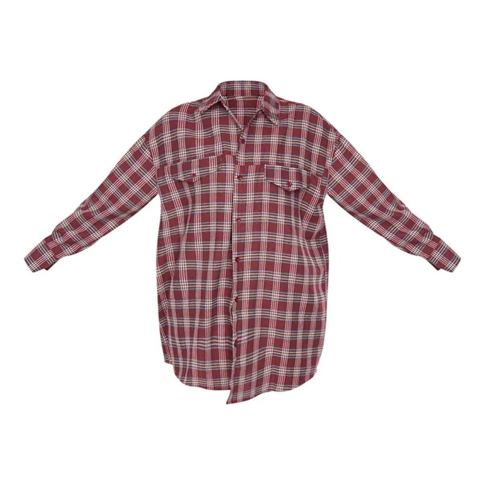 Prettylittlething Dark Red Checked Oversized Butt… - image 3